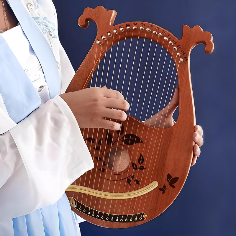 INKNOTE Lyre Harp Mahogany with Tuning Wrench and 16 Pcs Metal Spare String Set Manual Picks Black Gig Bag for Instrument Kids Adult Professional Beginner Music Lovers Gift - Image 5